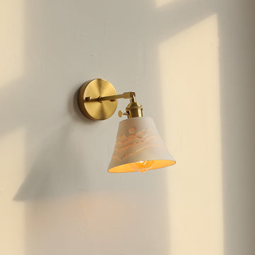 Applique murale Laiton Zen-like Bourbon Porcelaine Céramique Style japonais Homestay chambre lampe de chevet miroir